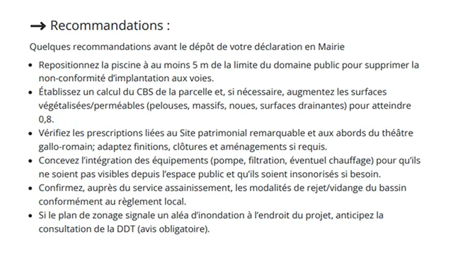 Recommandations personnalisées pour conformité au PLU